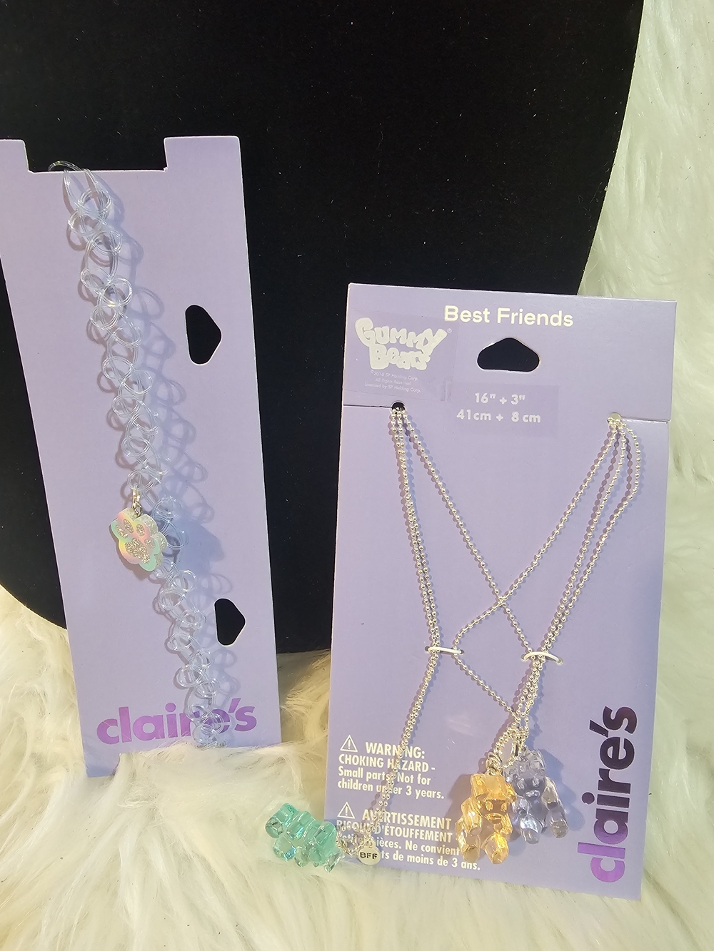 Claire's Purple Pack — Clear Choker & Gummy Bear Layered Necklaces #23